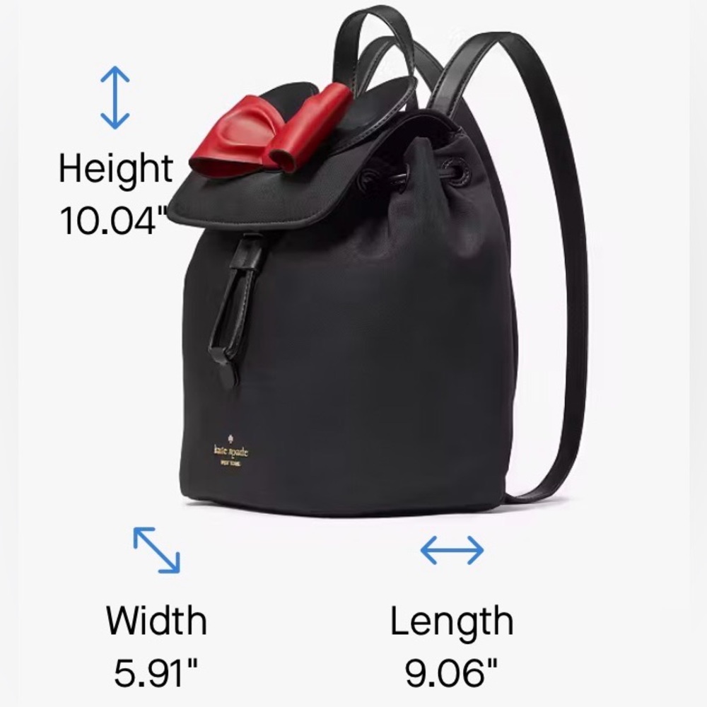 Kate Spade Black Backpack with Red Bow - Picture 6 of 6